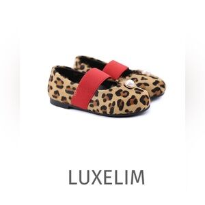 LUXELIM NWT sz 25 Evelyn Leather Shoes leopard print red strap